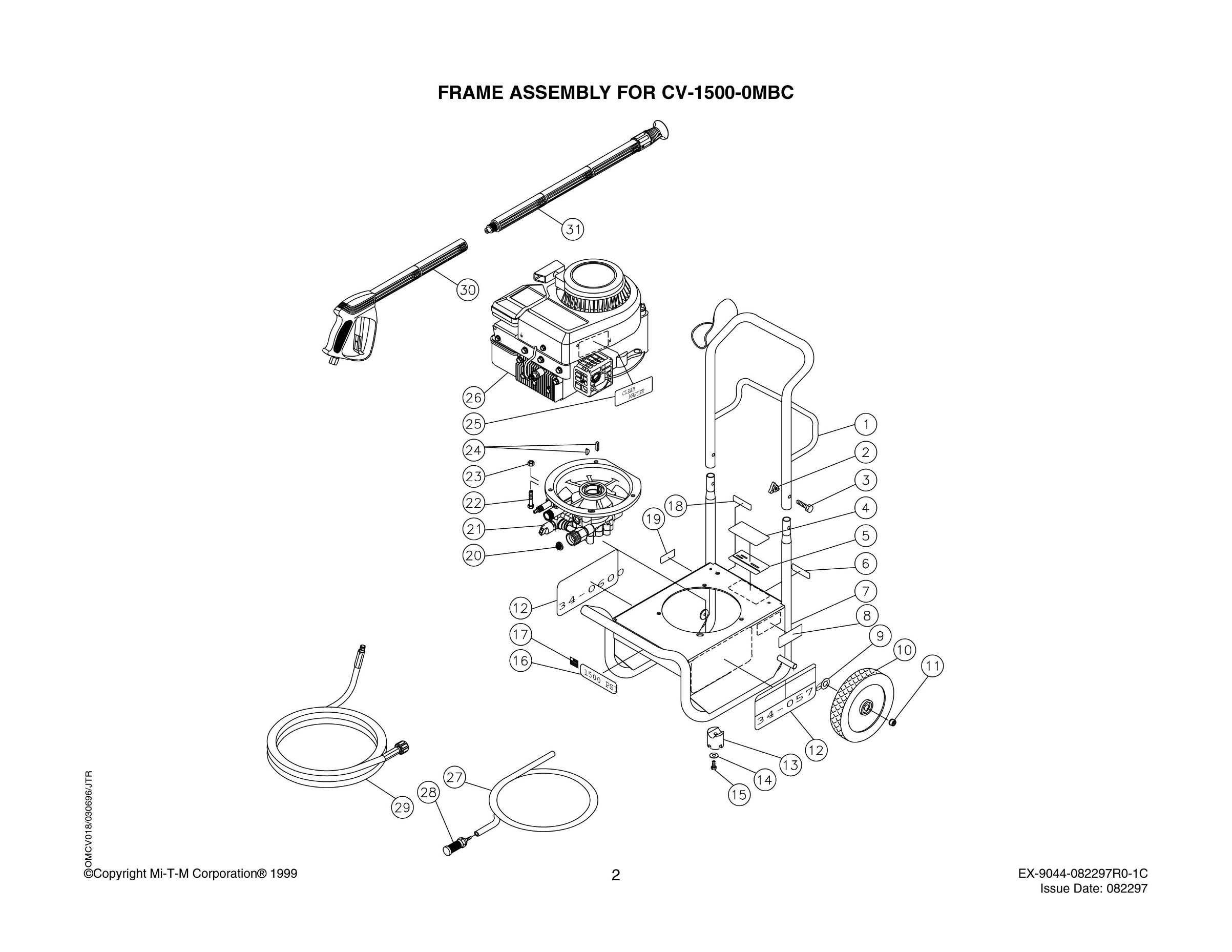 CV-1500 0MBC Pressure washer replacement parts